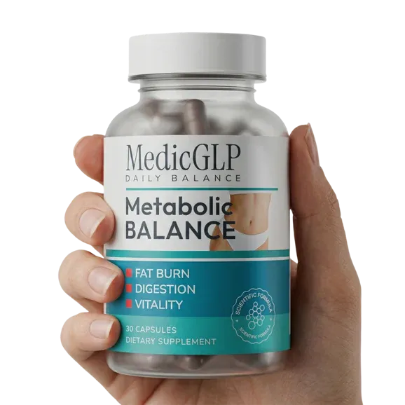 MedicGLP Daily Balance bottle held in hand